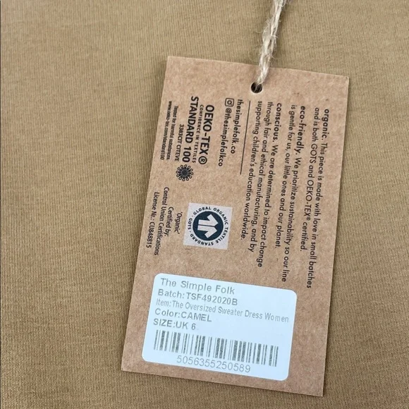 NEW The Simple Folk 2 Organic Cotton Stretch The Oversized Sweater Dress - Picture 7 of 10